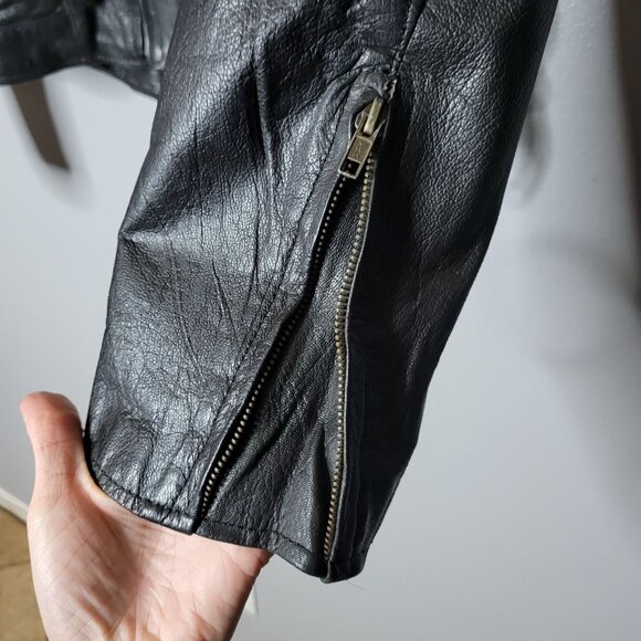 Vintage Barney’s Leather Men’s Black Moto Jacket Size 50 Biker Leather Grunge - Picture 6 of 16
